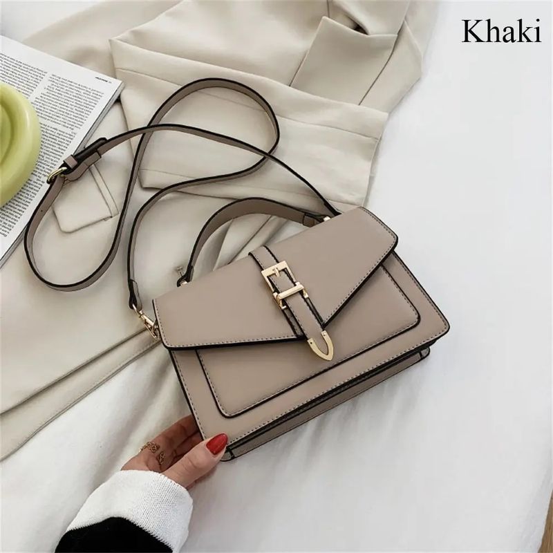 Sac à main en cuir PU pour femme, sacoche à bandoulière, couleur unie, simple, tendance, pour loisirs, portable_voghion.com