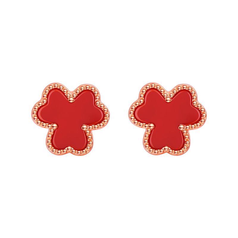 Bijoux pour femmes, grande roue, bijoux originaux en argent sterling S925, bracelet trèfle à cinq fleurs, assorti à toutes les tenues, agate rouge de haute qualité_voghion.com