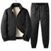 Men's Clothing new cotton jacket lamb fleece stand collar large size plus velvet thickened casual full set cotton jacket three piece set_voghion.com