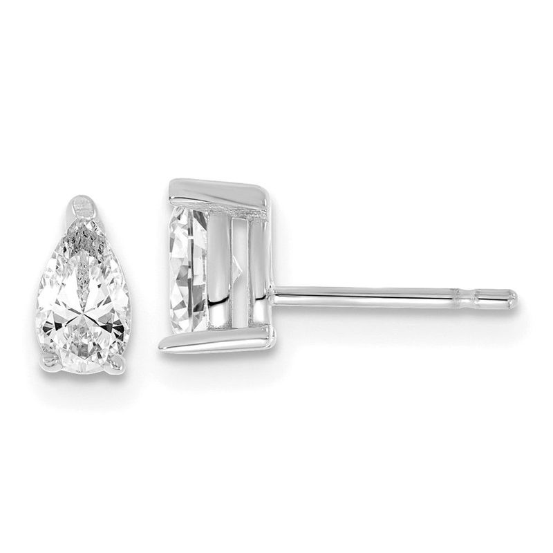 14k White Gold 2/3 Ctw Lab Grown Diamond VS+ F+ Pear 4 Prong Heavy Wt. Stud Earrings_voghion.com