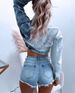 Short Jacket Women's Short Denim Clothes Gradient Color Short Jacket_voghion.com