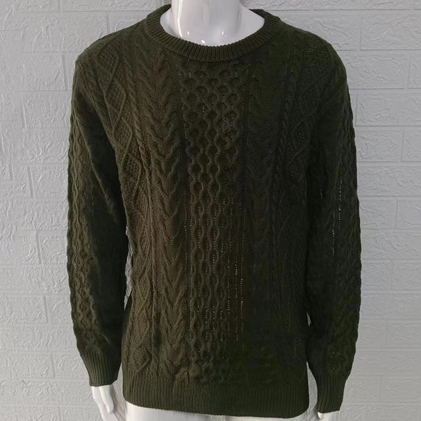 Herrenbekleidung Pullover Herbst und Winter Schlank Pullover Gestrickter Zopfpullover_voghion.com