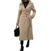 Nuovo stile, trench doppiopetto lungo da donna, con revers in lana e lacci_voghion.com