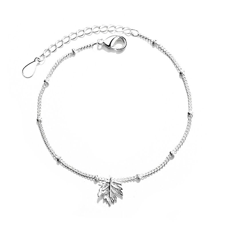 Silberfarbenes VENUS-Armband für Frauen und Mädchen, Geschenk, Wald, Ginkgo, Biloba, Ahornblätter, eleganter Schmuck, gestempelt D_voghion.com