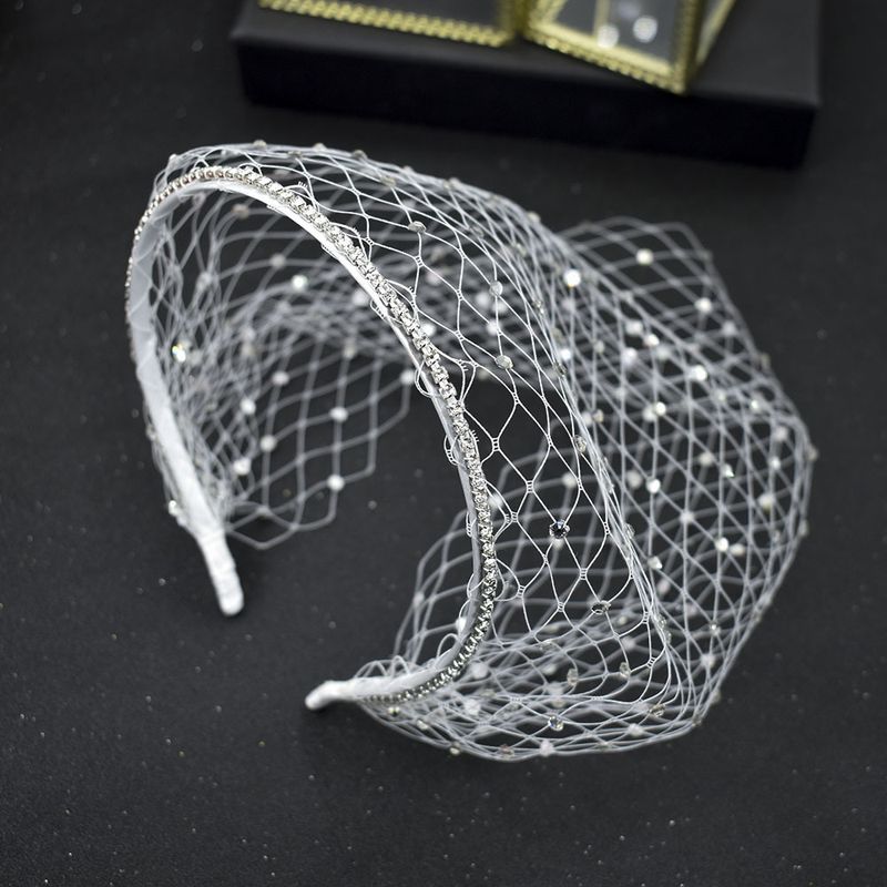 Sparkling Crystal Veil Hairband For Women - Elegant Bridal Headpiece With Dense Rhinestone Mesh, Perfect For Weddings, Parties, And Special Occasions_voghion.com