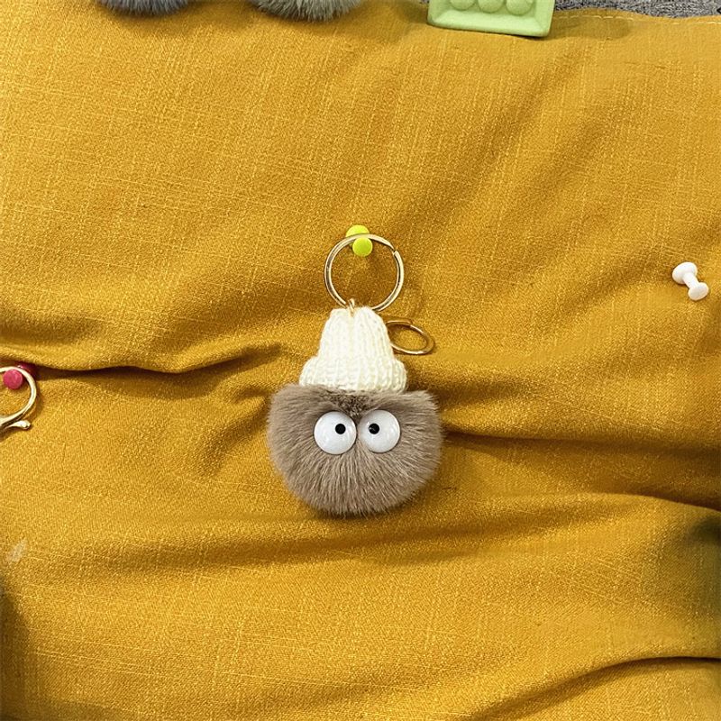 Bag Charm Celebrity Ugly Cute Little Coal Ball Keychain Cute Cartoon Plush Bag Pendant Car Key Chain Mobile Phone Accessories_voghion.com