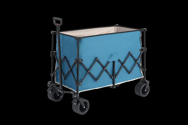 Beach Wagon,Collapsible Wagon 220lbs With Big Wheels Foldable Wagon Carts, Heavy Duty 300L Folding Utility Garden Cart With Big All-Terrain Beach Wheels & Drink Holders. Blue_voghion.com