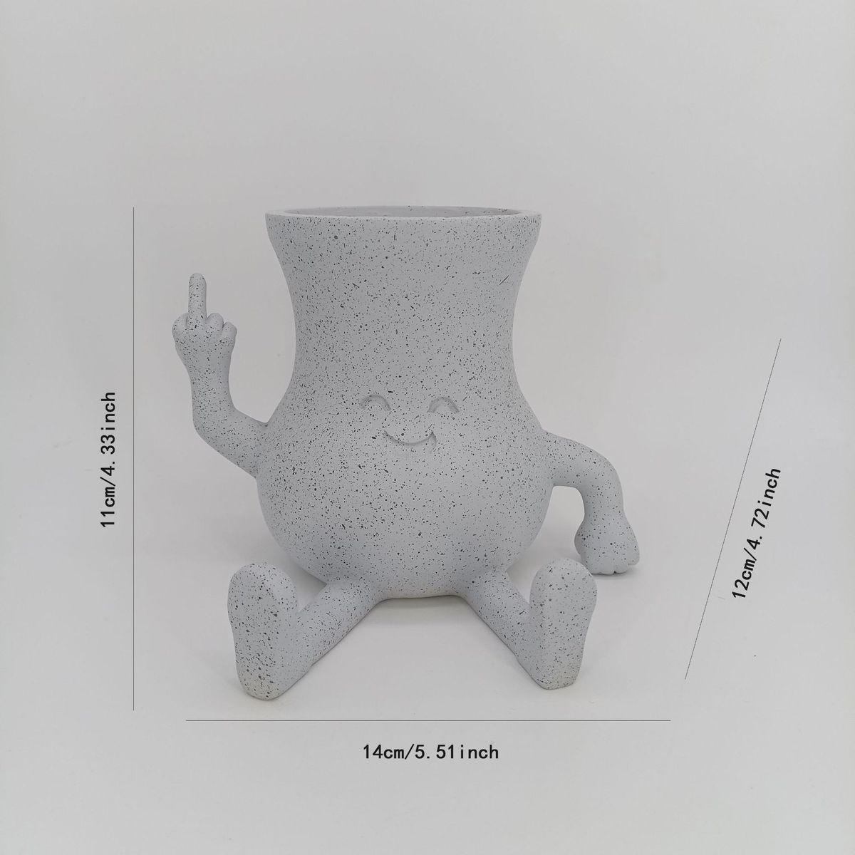 Edgy Modern Middle Finger Planter - Smiling Face Succulent Pot For Courtyard & Handicraft Decor
_voghion.com