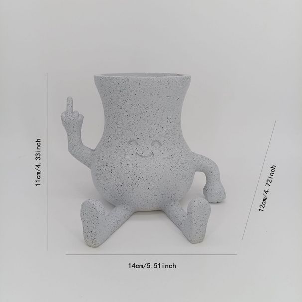 Edgy Modern Middle Finger Planter - Smiling Face Succulent Pot For Courtyard & Handicraft Decor
_voghion.com