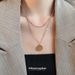Golden Double Layered Round Sequin Necklace, New Creative Temperament, Collarbone Chain, Fashionable And Personalized_voghion.com