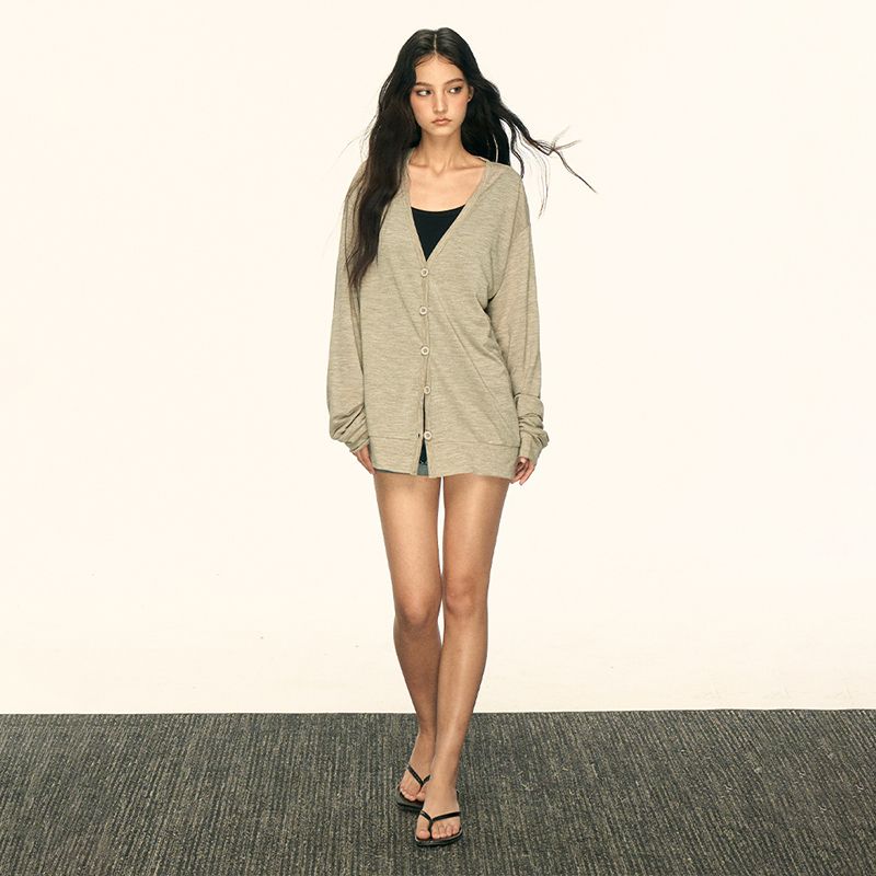 Aaisup Amerikanischer Stil Lazy V-Ausschnitt Strickjacke Für Damen, Frühling Und Herbst Dünne Oberbekleidung, Sonnenschutz Lang_voghion.com