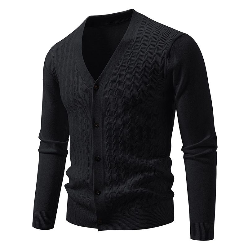 Cardigan oversize in maglia con scollo a V da uomo | Maglione spesso in ciniglia (M-5XL, 8 colori)_voghion.com