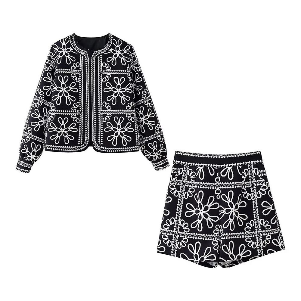 Őszi Új Női Mintás Pamut Kabát + Mintás Átkötős Rövid Ruha Sikkes Szoknya Szett_voghion.com