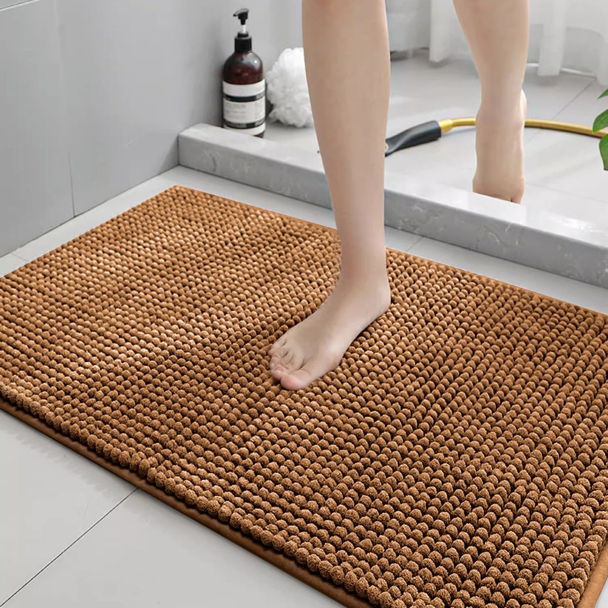 Tappeto da bagno in ciniglia - Tappetino antiscivolo super morbido e assorbente per camera da letto e bagno. Morbida microfibra con retro ad asciugatura rapida (50x76 cm)_voghion.com