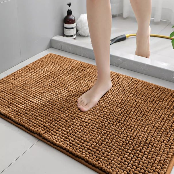 Tappeto da bagno in ciniglia - Tappetino antiscivolo super morbido e assorbente per camera da letto e bagno. Morbida microfibra con retro ad asciugatura rapida (50x76 cm)_voghion.com