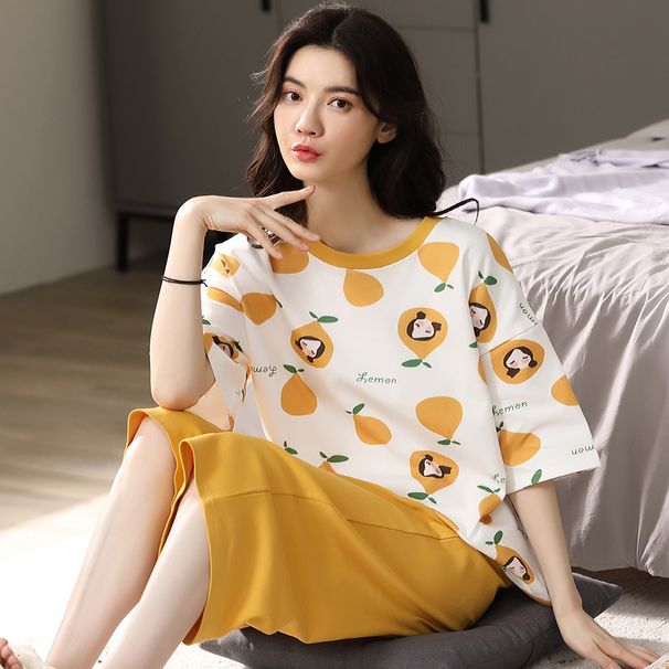 Effortless Summer Elegance: New Women’s Pure Cotton Pajamas - Short-Sleeved, Cropped Trousers, Simple Design For Relaxing Days_voghion.com