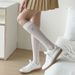 Chaussettes mi-longues d'été pour femmes, style coréen, en maille respirante, brodées avec nœud_voghion.com