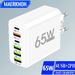 USB-Wandstecker 65 W Schnellladung PD USB Typ C Reiseladegerät 6 Ports Adapter EU_voghion.com