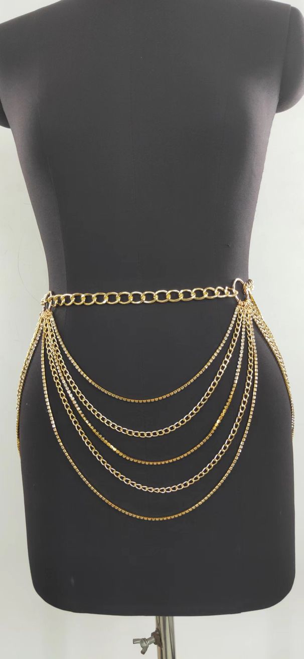 MW2986 European and American waist chain rhinestone chain metal chain combination multi-layer wave tassel chain waist chain waist decoration_voghion.com