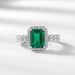 Geometric Cultivated Emerald Light Luxury Ring Female S925 Full Inlaid Colored Gem Twist Finger Ring Retro_voghion.com