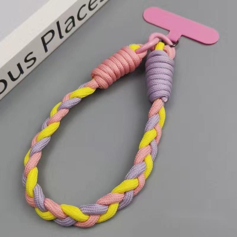Phone Dopamine Lanyard Ins Short Colorful Wrist Woven Handmade Unisex Keychain_voghion.com
