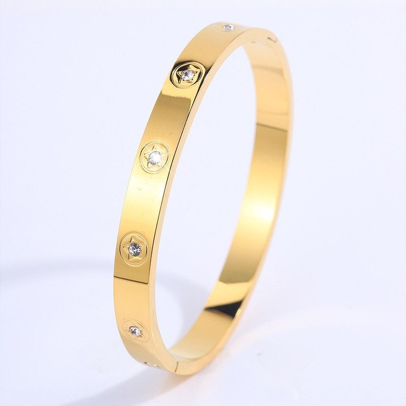 Jewelry & Accessories fashion diamond studded titanium steel bracelet for girls high end gold plated niche design versatile bracelet_voghion.com