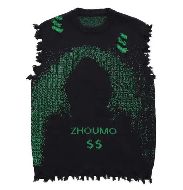 Herrenbekleidung High Street Dark Creative Pullover Weste Unregelmäßige Quaste Ärmellose Weste Pullover_voghion.com