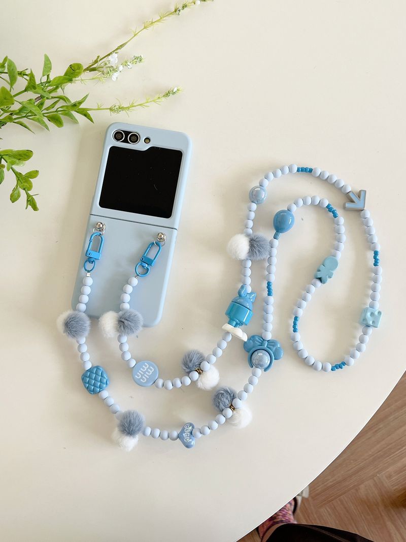 Solid color skin feeling suitable for Samsung ZFlip5 folding phone case Galaxy ZFlip4/3 generation Korean style crossbody chain_voghion.com