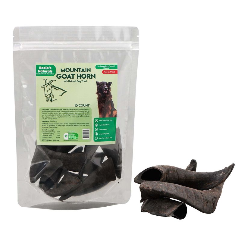 Mountain Goat Horn-100% Natural Dog Treat & Chews;  Grain-Free;  Gluten-Free;  Dog Chewing Dental Toys-Mixed Sizes; 10 Count-10 oz_voghion.com