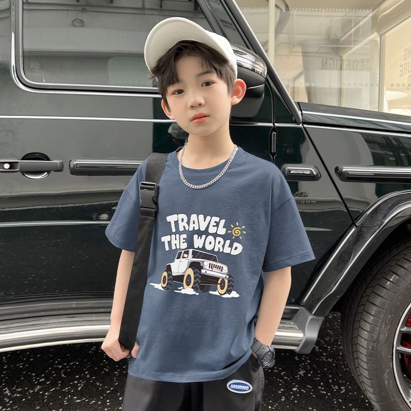 Mãe e Crianças Liquidação Meninos Camisetas Casuais All-match Tops 2024 Verão Mangas Curtas Atacado Cross-border Crianças Grandes Roupas Soltas Cross-border_voghion.com