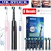 Brosse à dents électrique rotative rechargeable avec 8 têtes de brosse, 5 modes, minuterie, USB_voghion.com