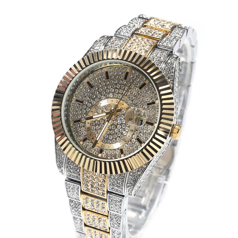 ​LuxuryClassic Men's Diamond Watch - Minimalist Round Quartz Timepiece With 44mm Case_voghion.com
