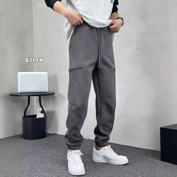 Men's Clothing brand splicing cuff sweatpants men's autumn and winter new style trendy drawstring casual pants versatile men's trousers_voghion.com