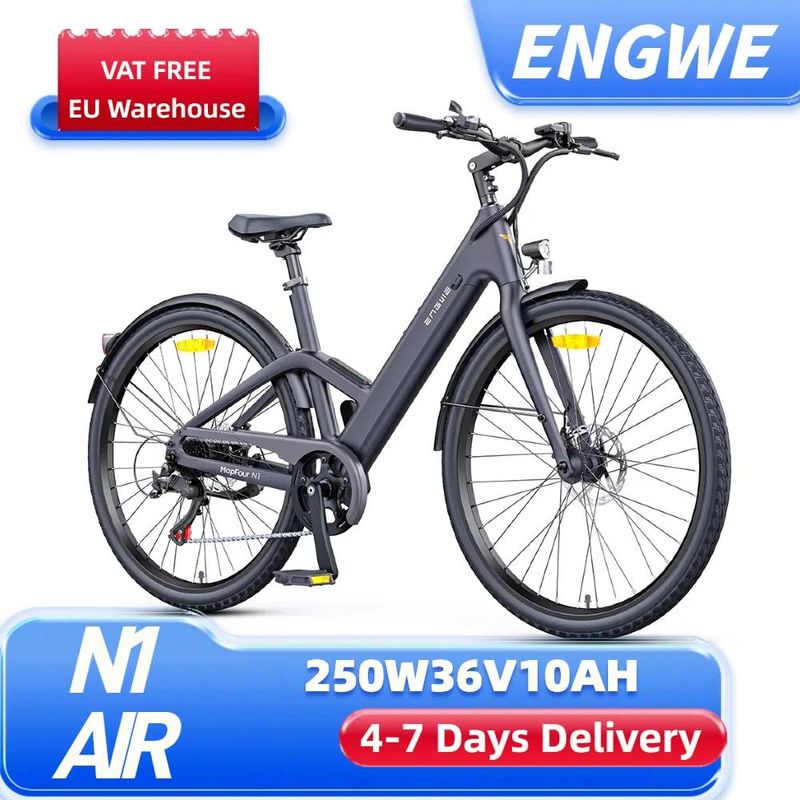 Engwe MapFour N1 Air 250W 700*38C oglekļa šķiedras īpaši viegls pilsētas e-velosipēds 360Wh pilsētas elektriskais velosipēds ar griezes momenta sensoru 36V 10Ah akumulators_voghion.com