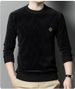 Men's Fleece-Lined Pullover Sweatshirt - Soft Thermal Long Sleeve Crewneck Top With Stylish Letter Print, Winter Casual Loungewear For Plus Size_voghion.com