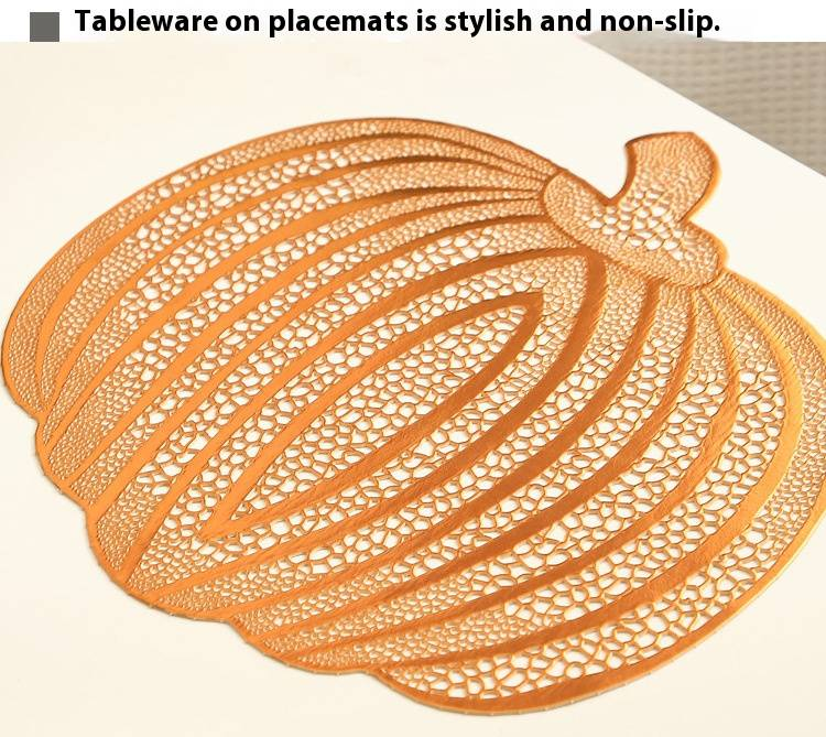 Modern Minimalist Pumpkin Cutout PVC Placemat – Biodegradable, Non-Slip & Heat-Resistant For European Dining, 36x36cm, Orange_voghion.com