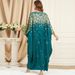 Abito da donna musulmano verde con maniche a pipistrello, alla moda, largo, con stampa a caldo, di grandi dimensioni_voghion.com