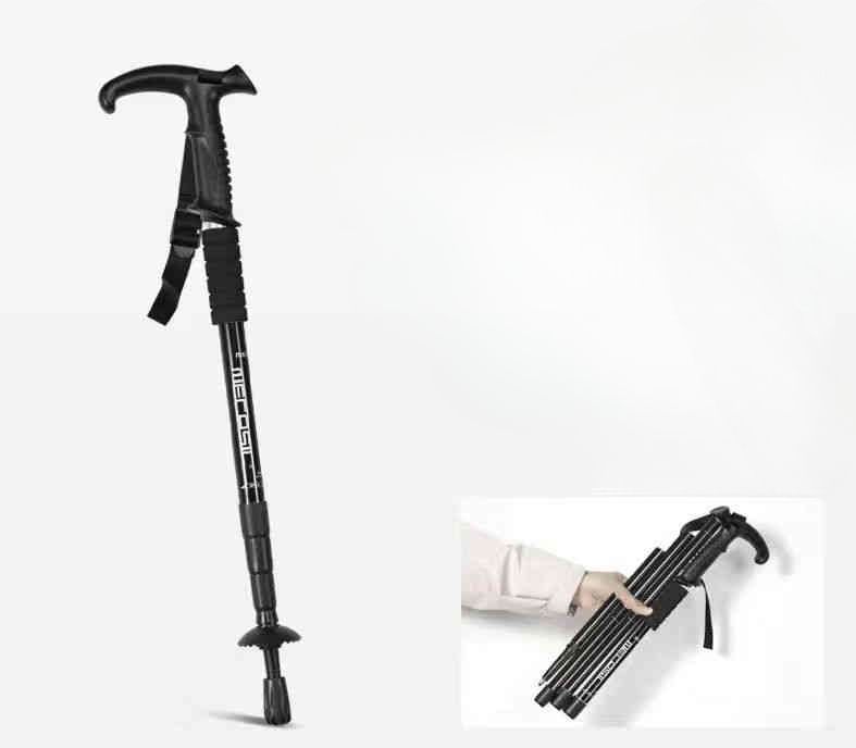 Bâton de randonnée ultra-léger télescopique en alliage d'aluminium, canne multifonctionnelle pour l'extérieur, unisexe, pour le trekking et l'escalade_voghion.com