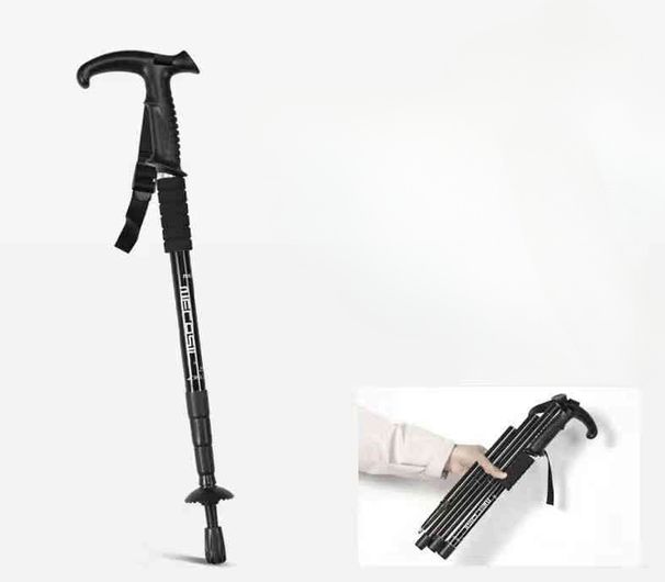 Bâton de randonnée ultra-léger télescopique en alliage d'aluminium, canne multifonctionnelle pour l'extérieur, unisexe, pour le trekking et l'escalade_voghion.com
