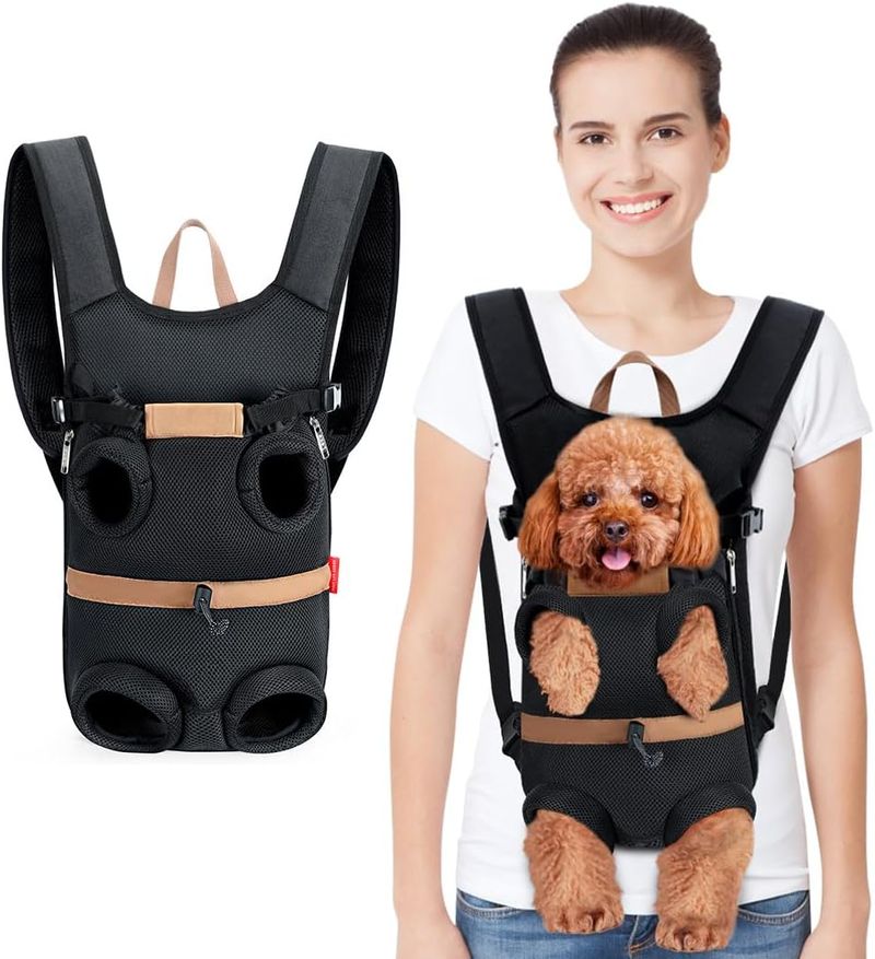 Lekereise For Small Medium Dogs Cats Puppies, Adjustable Pet Front Cat Dog Carrier Backpack Travel Bag, Legs Out,_voghion.com