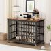 Furniture Style Dog Crate Wrought Iron Frame Door With Side Openings, Rustic Brown, 43.3''W X 29.9''D X 33.5''H._voghion.com