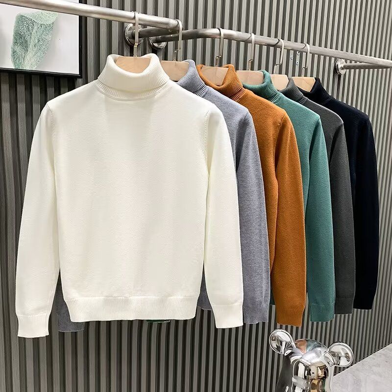 Men's High-Neck Sweaters For Fall/Winter Trendy Brand Oversized Warm Knitwear Thickened Base Layer Knitwear For Teens_voghion.com