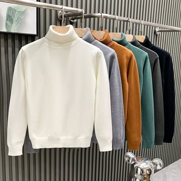 Men's High-Neck Sweaters For Fall/Winter Trendy Brand Oversized Warm Knitwear Thickened Base Layer Knitwear For Teens_voghion.com