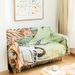 Lazy Style Sofa Cover Set Full Coverage Tiger Print Blanket Reversible Design Soft Microfiber Multi Purpose As Air Con Quilt 3 Piece Set Beige Blue_voghion.com