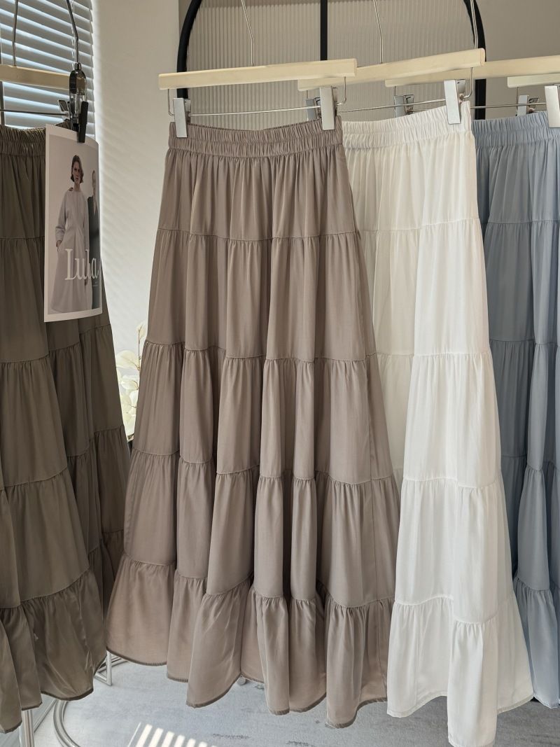 Neuer A-Linien-Rock mit hoher Taille – Fließendes Ballett-Puffkleid für Damen, atmungsaktiver gestufter Midirock aus Polyester_voghion.com