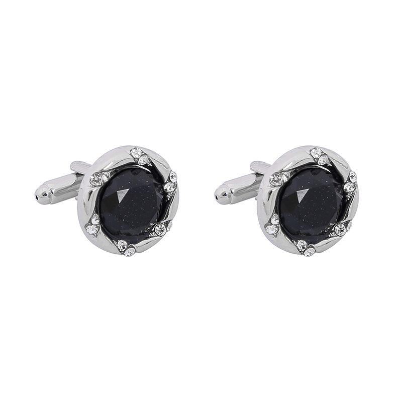 Nouveaux boutons de manchette tendance en onyx noir pour chemise française pour homme_voghion.com