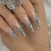 Elegant French Tip Glitter Press-On Nails With Sparkling Diamonds - Long False Nails For Bridal & Special Occasions (Glue/Sticker Options)_voghion.com