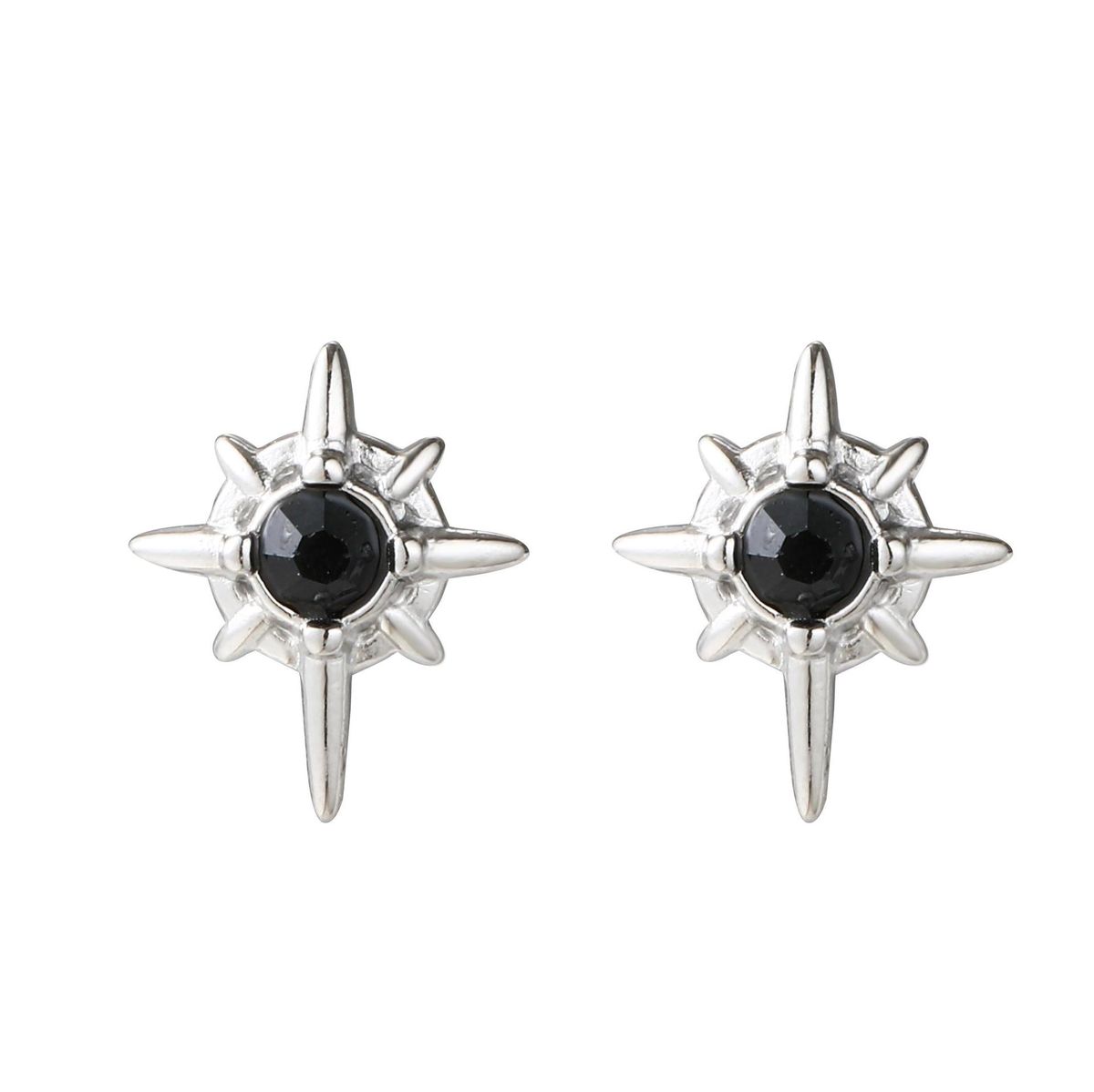 Black And White Titanium Steel Eight Pointed Star Earrings Inlaid With Zircon Star Design High Street Style Earrings For Men And Women_voghion.com