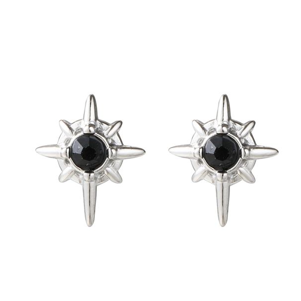 Black And White Titanium Steel Eight Pointed Star Earrings Inlaid With Zircon Star Design High Street Style Earrings For Men And Women_voghion.com