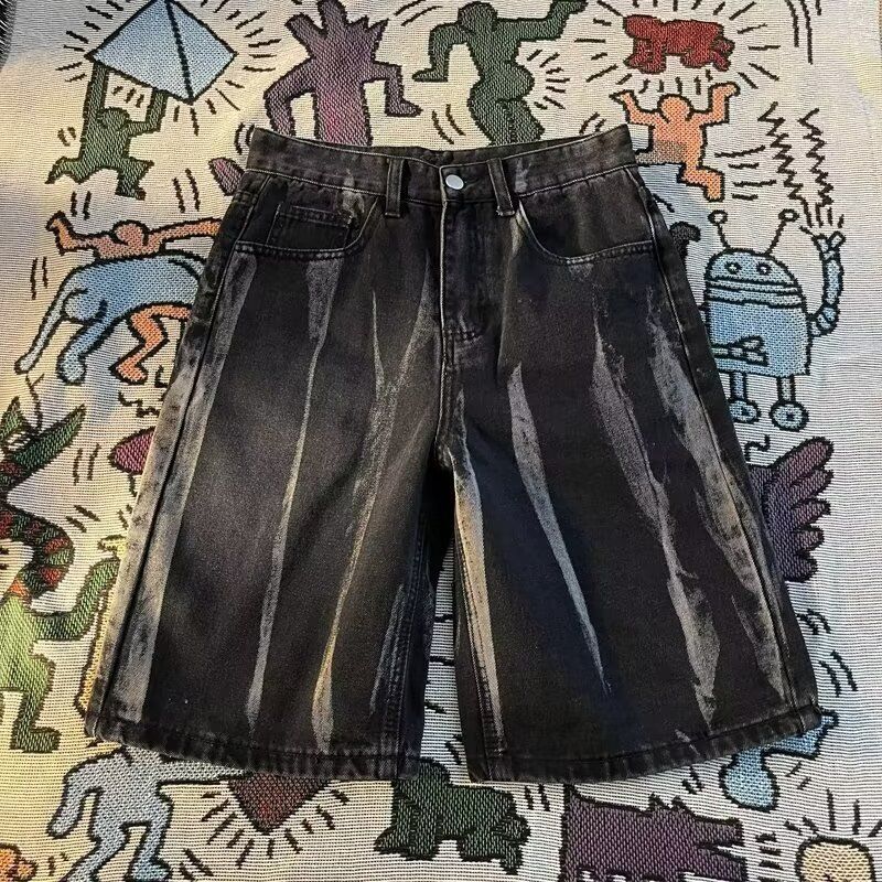 Vêtements Pour Hommes Short droit en denim tie-dye délavé_voghion.com